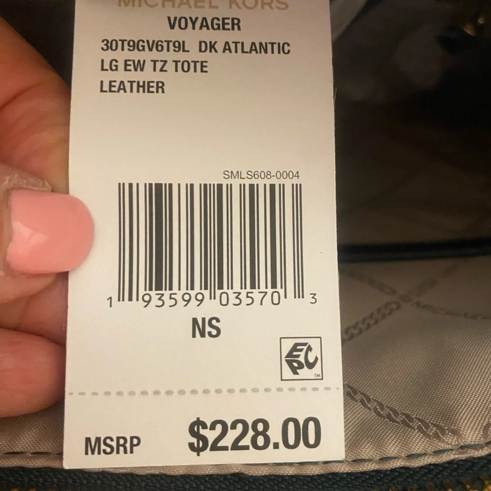 Michael Kors Voyager Large Blue Leather Tote Authentic New w Tags & Dust Bag